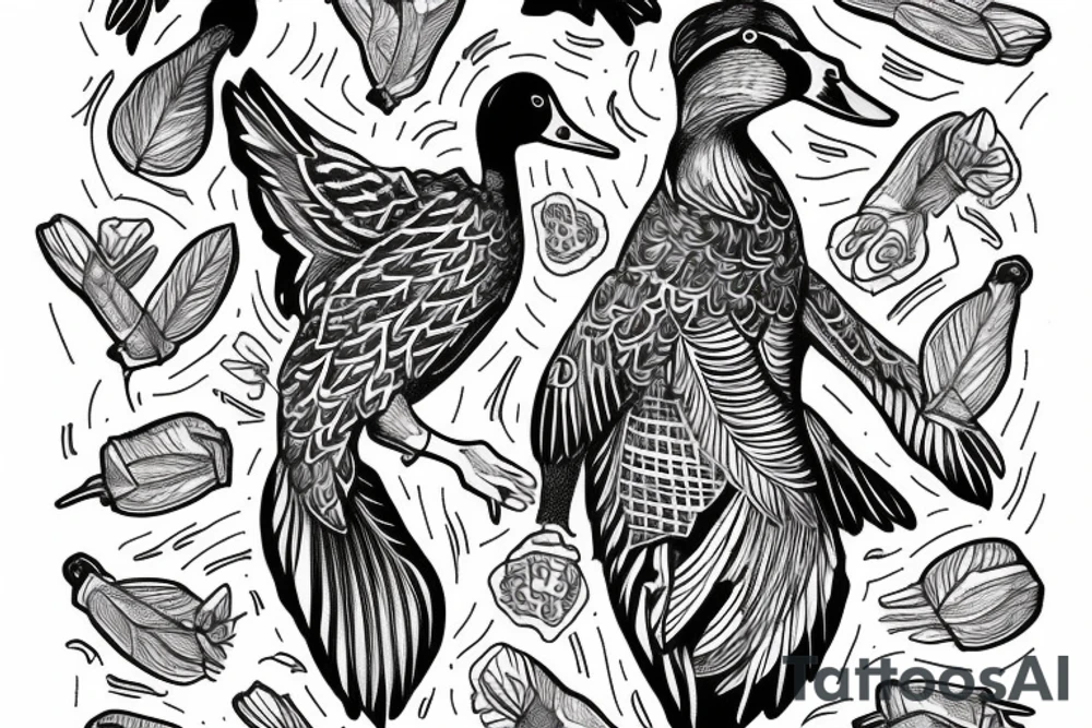 mallard wearing a suit tattoo idea