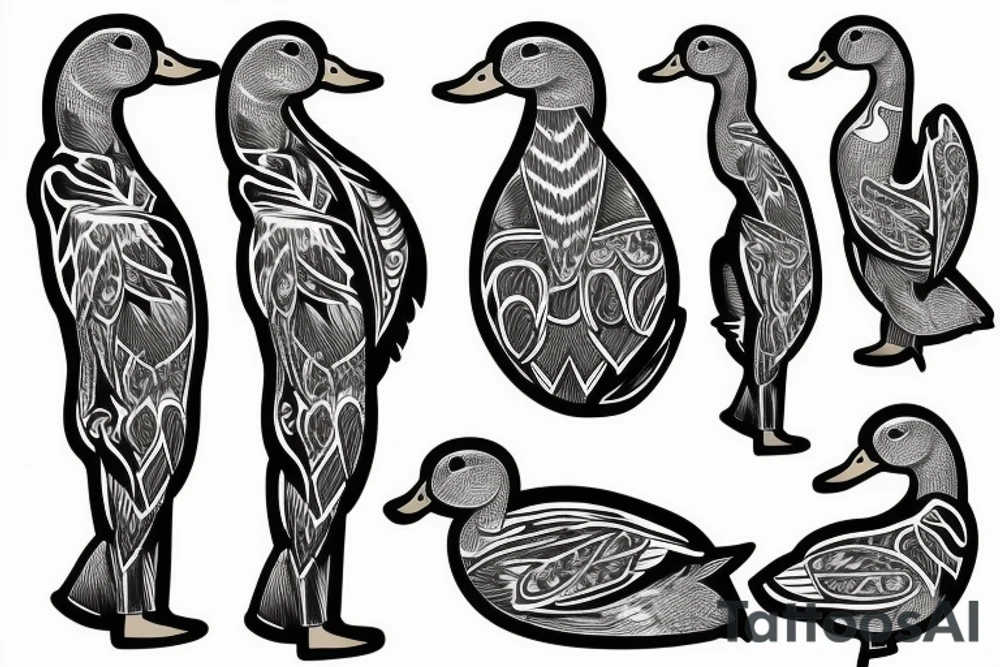 mallard wearing a suit tattoo idea