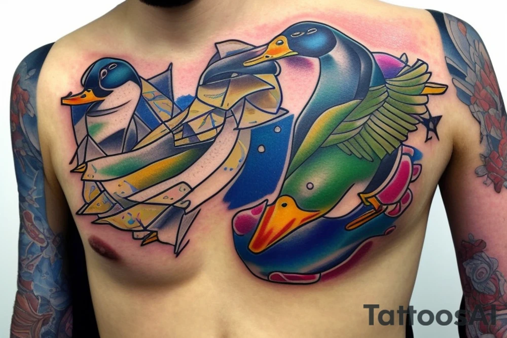 mallard wearing a suit tattoo idea
