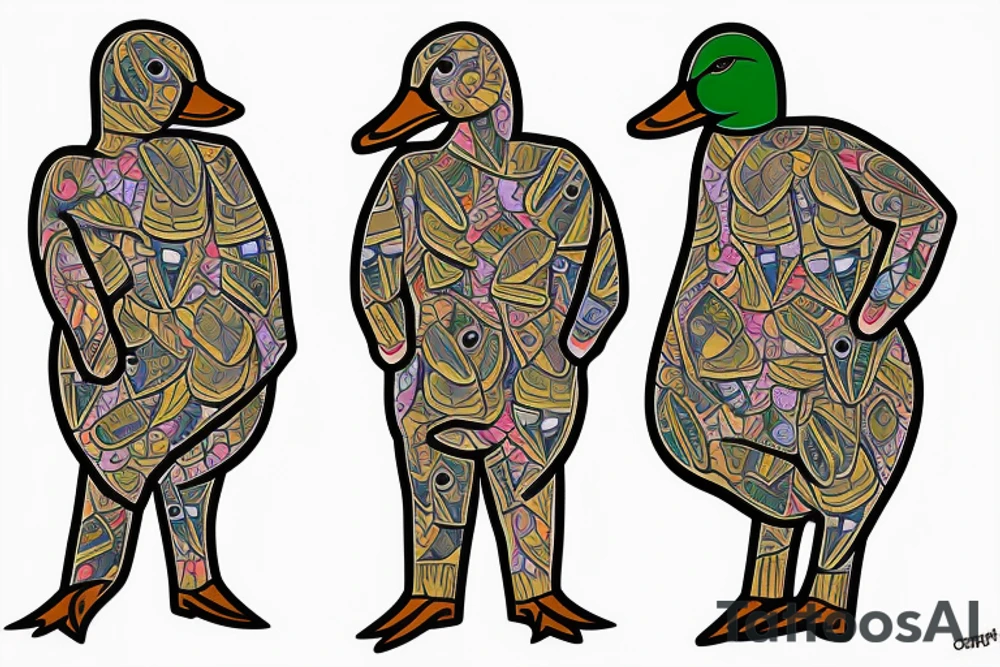 mallard wearing a suit tattoo idea