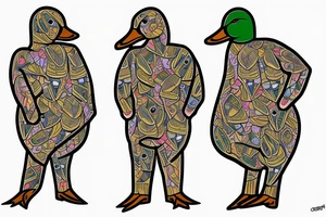 mallard wearing a suit tattoo idea