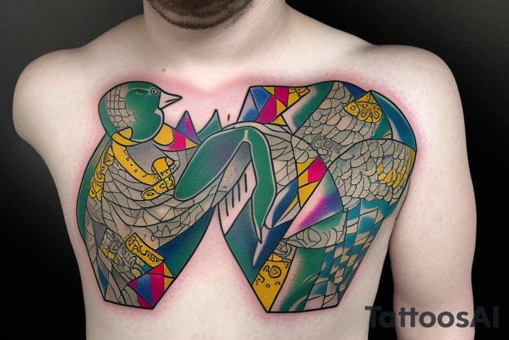 mallard wearing a suit tattoo idea