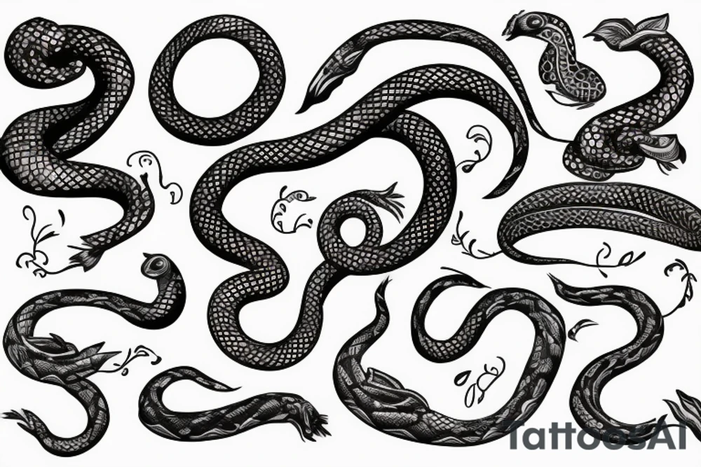 floral snake tattoo idea
