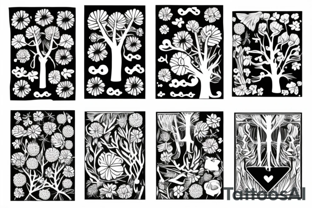 And arm band with trees and flowers and this ᐊᒪᕈᖅ in it tattoo idea