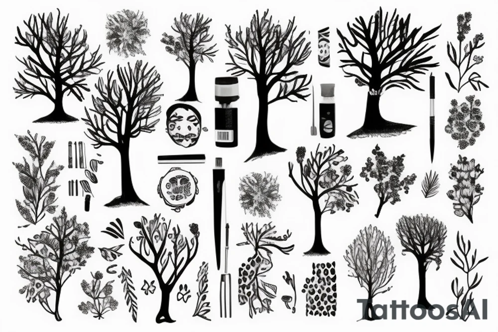 And arm band with trees and flowers and this ᐊᒪᕈᖅ in it tattoo idea