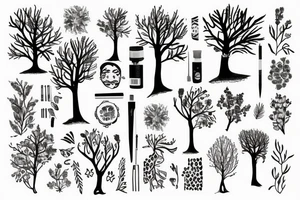 And arm band with trees and flowers and this ᐊᒪᕈᖅ in it tattoo idea