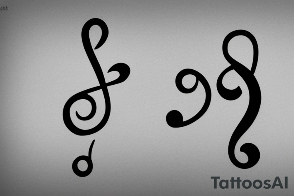 A treble clef that incorporates a base clef and a semicolon tattoo idea
