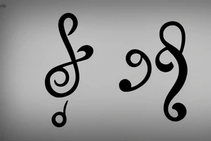 A treble clef that incorporates a base clef and a semicolon tattoo idea