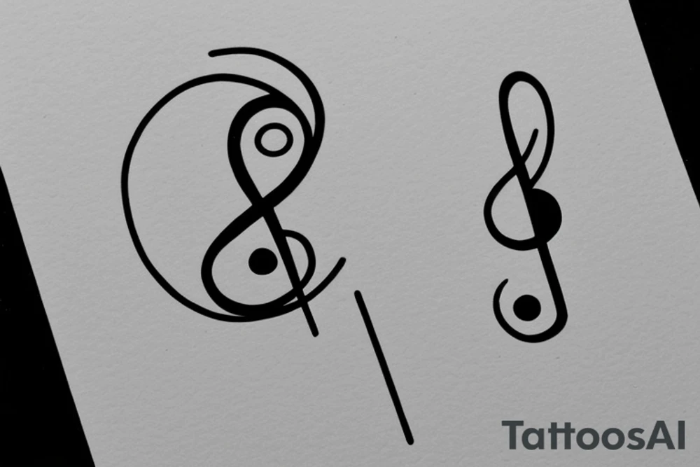 A treble clef that incorporates a base clef and a semicolon tattoo idea