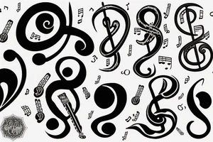 A treble clef that incorporates a base clef and a semicolon tattoo idea