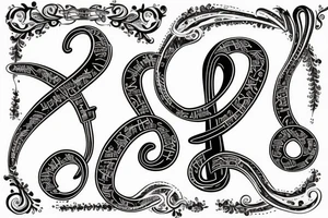 A treble clef that incorporates a base clef and a semicolon tattoo idea