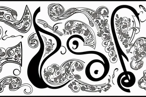 A treble clef that incorporates a base clef and a semicolon tattoo idea
