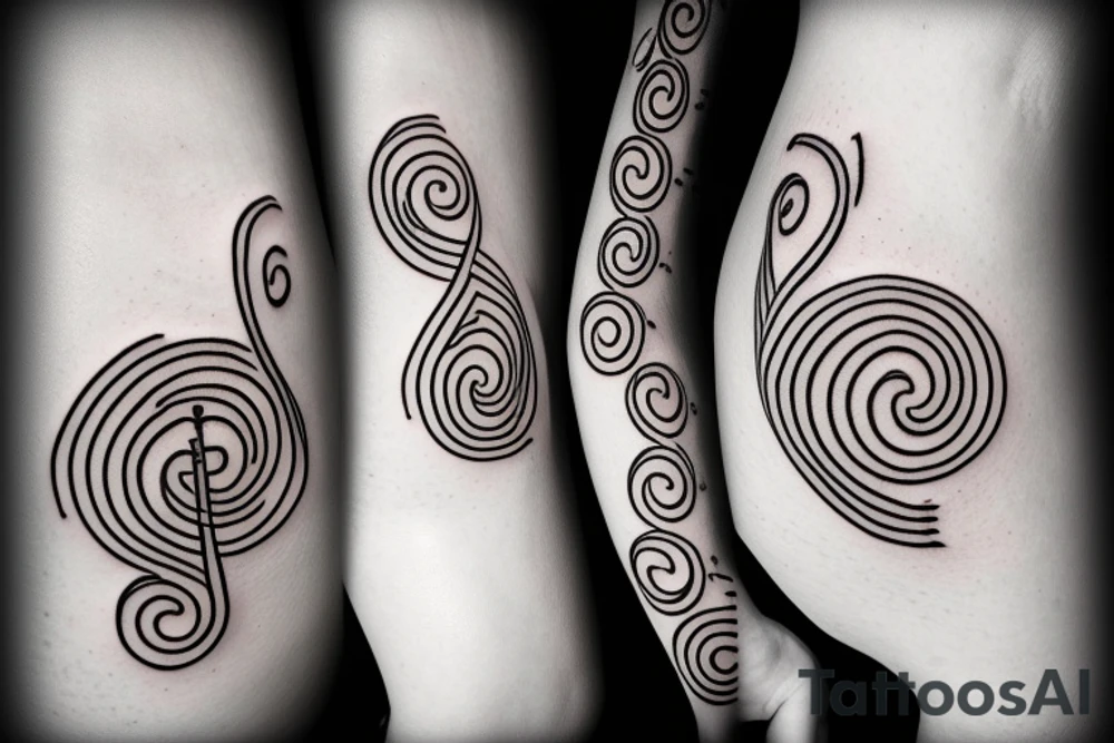 Treble clef, bass clef and semicolon tattoo idea