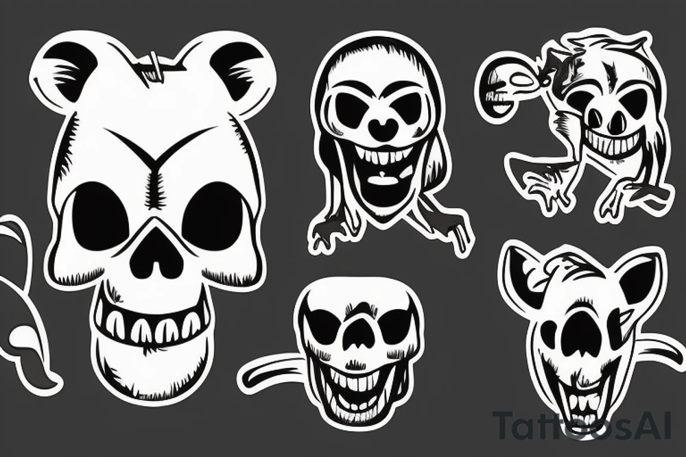 tasmanian devil cartoon with a skull instead of a face tattoo idea
