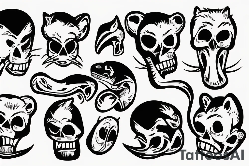 tasmanian devil cartoon with a skull instead of a face tattoo idea