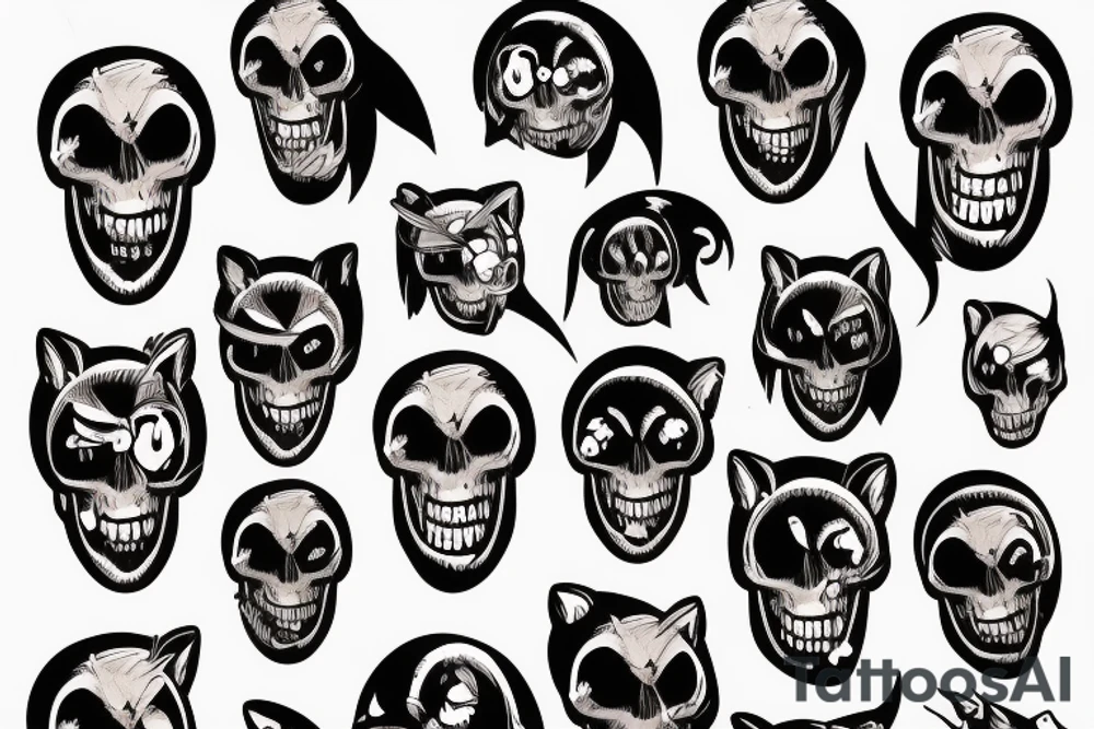 tasmanian devil cartoon with a skull instead of a face tattoo idea