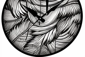 Eagles wings feather with books and tress wall clock tattoo idea