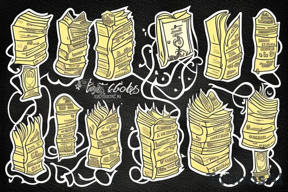 Golden trees, books tattoo idea