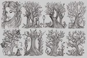 Golden trees, books tattoo idea