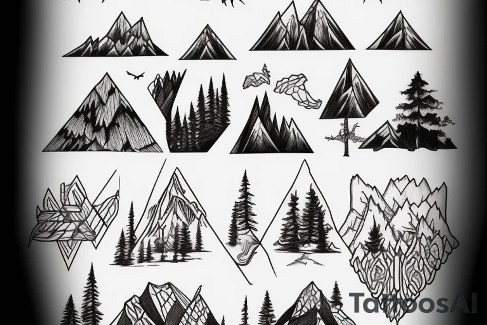 forest and mountains tattoo idea