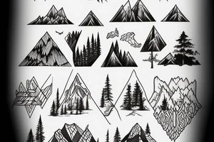 forest and mountains tattoo idea