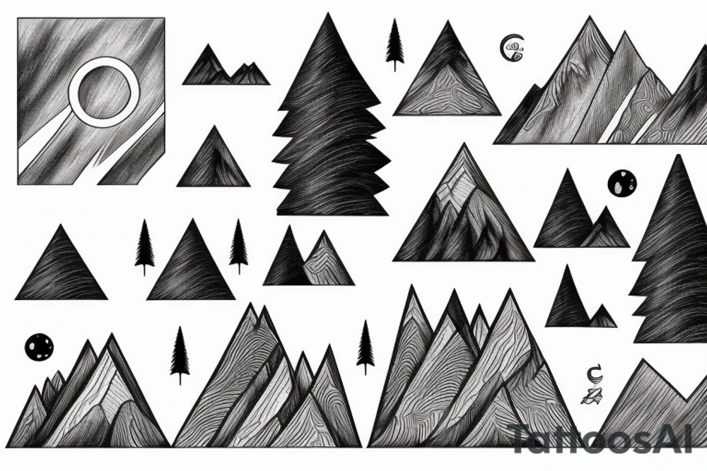 forest and mountains tattoo idea