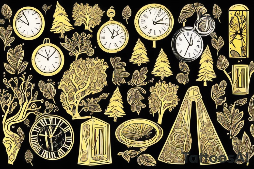 Golden trees, Clock tattoo idea