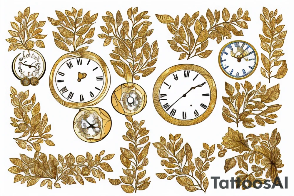 Golden trees, Clock tattoo idea