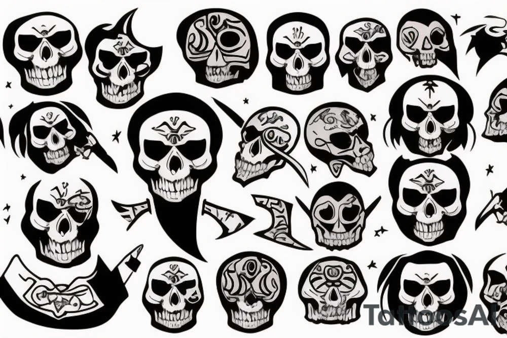Taz cartoon with a skull instead of a face tattoo idea
