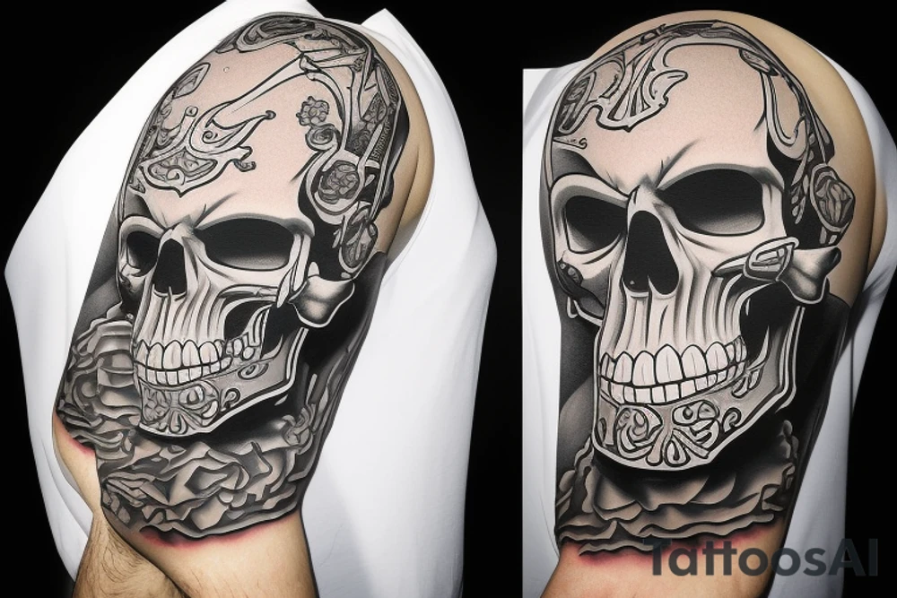 Taz cartoon with a skull instead of a face tattoo idea
