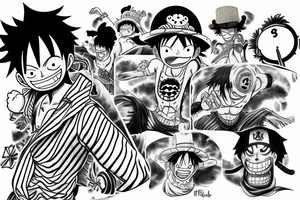 Luffy from one piece attacking tattoo idea