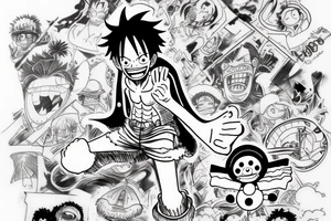 Luffy from one piece attacking tattoo idea