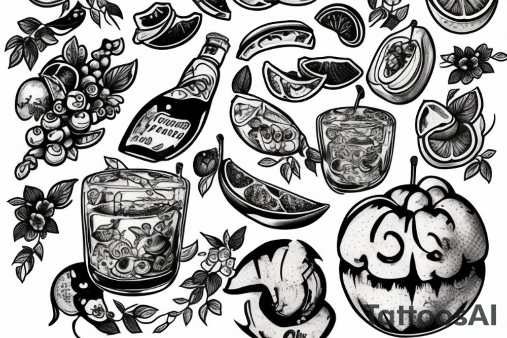 traditional style tattoo of fruits tattoo idea