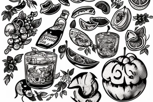 traditional style tattoo of fruits tattoo idea