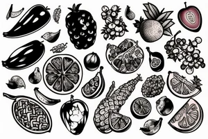 traditional style tattoo of fruits tattoo idea
