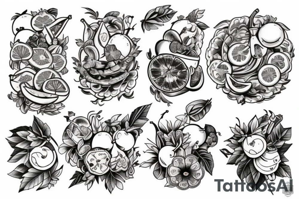 traditional style tattoo of fruits tattoo idea