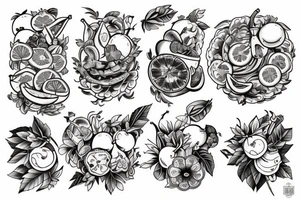 traditional style tattoo of fruits tattoo idea