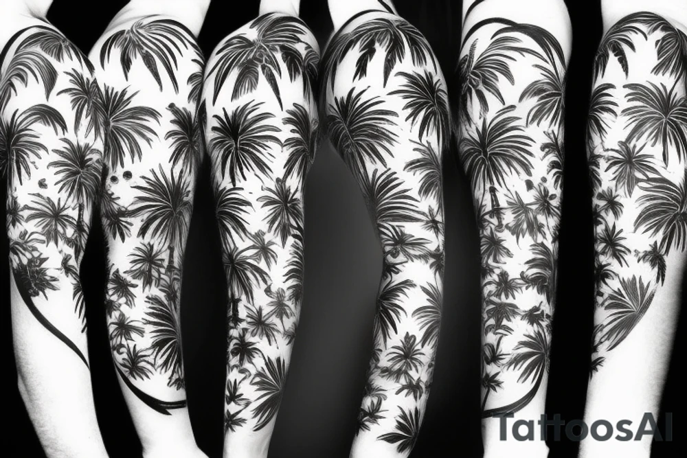 Skulls and palm trees with space background tattoo idea Skulls and palm trees with space background tattoo idea