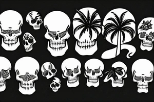 Skulls and palm trees tattoo idea