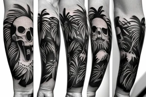Skulls and palm trees tattoo idea