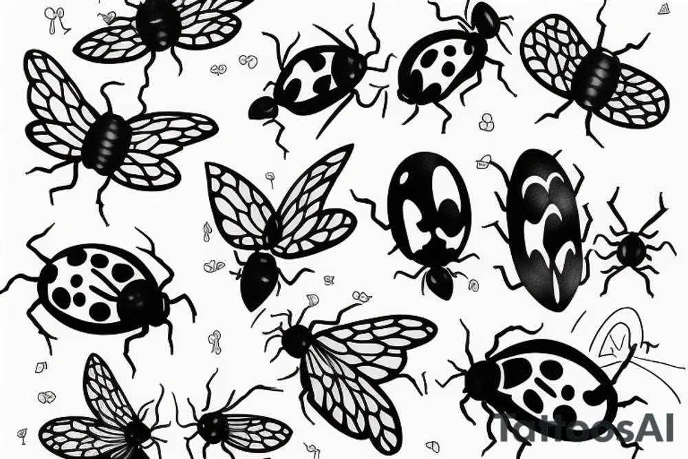 Ladybug wings spread out tattoo idea