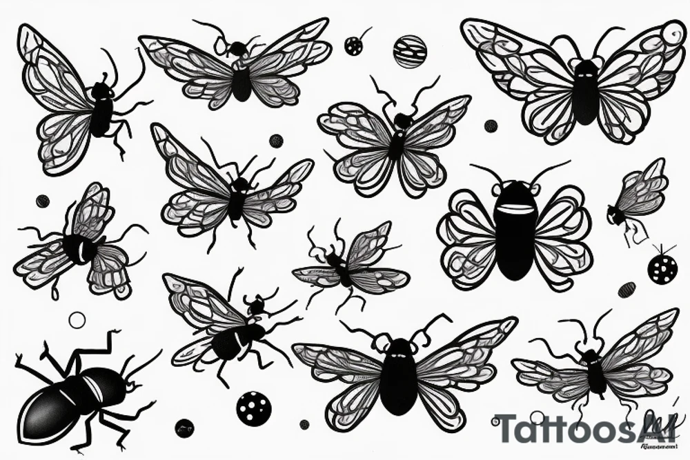 Ladybug wings spread out with universe in the middle tattoo idea