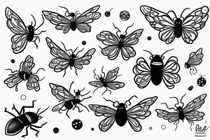 Ladybug wings spread out with universe in the middle tattoo idea