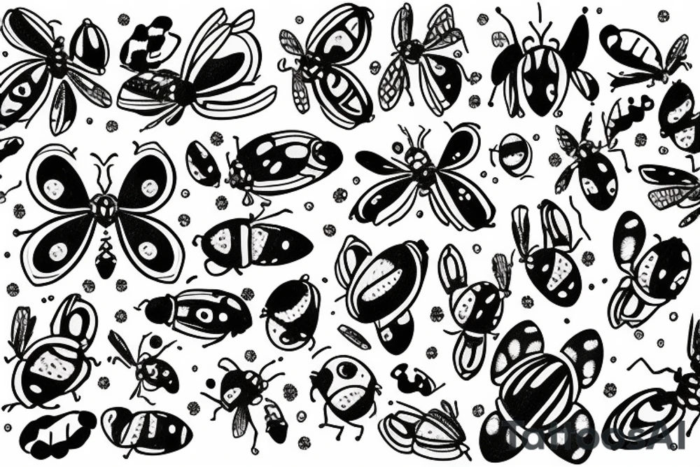 Ladybug wings spread out with universe in the middle tattoo idea