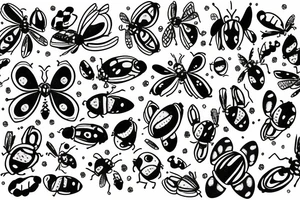 Ladybug wings spread out with universe in the middle tattoo idea