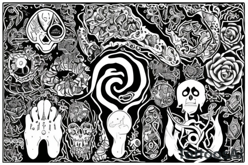 Because of my diabetes I want tattoo which will remind me about my mortality and the need for balance in every aspect of my life. At the same time I also want to spice it a little bit with something about psychedelics which helped to understand myself better tattoo idea