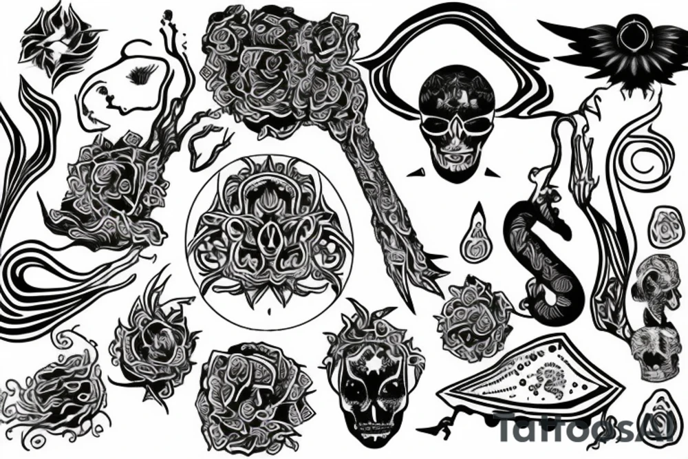 Mortality, need for balance, psychedelics tattoo idea