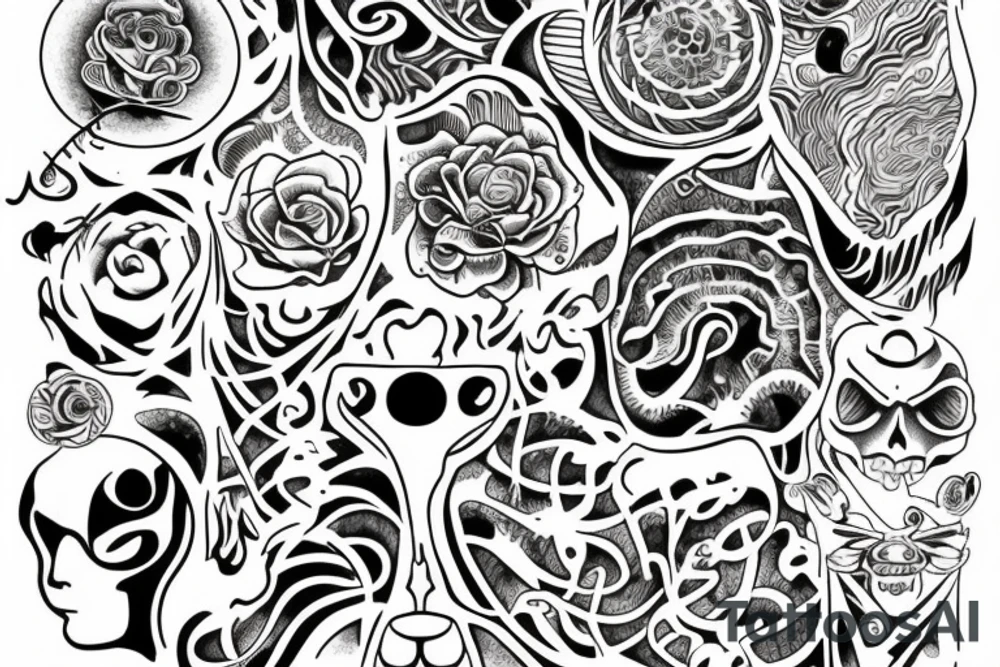 Mortality, need for balance, psychedelics tattoo idea