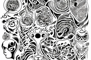 Mortality, need for balance, psychedelics tattoo idea