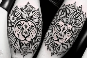 Half a Head of a lion with the sun on the other half tattoo idea